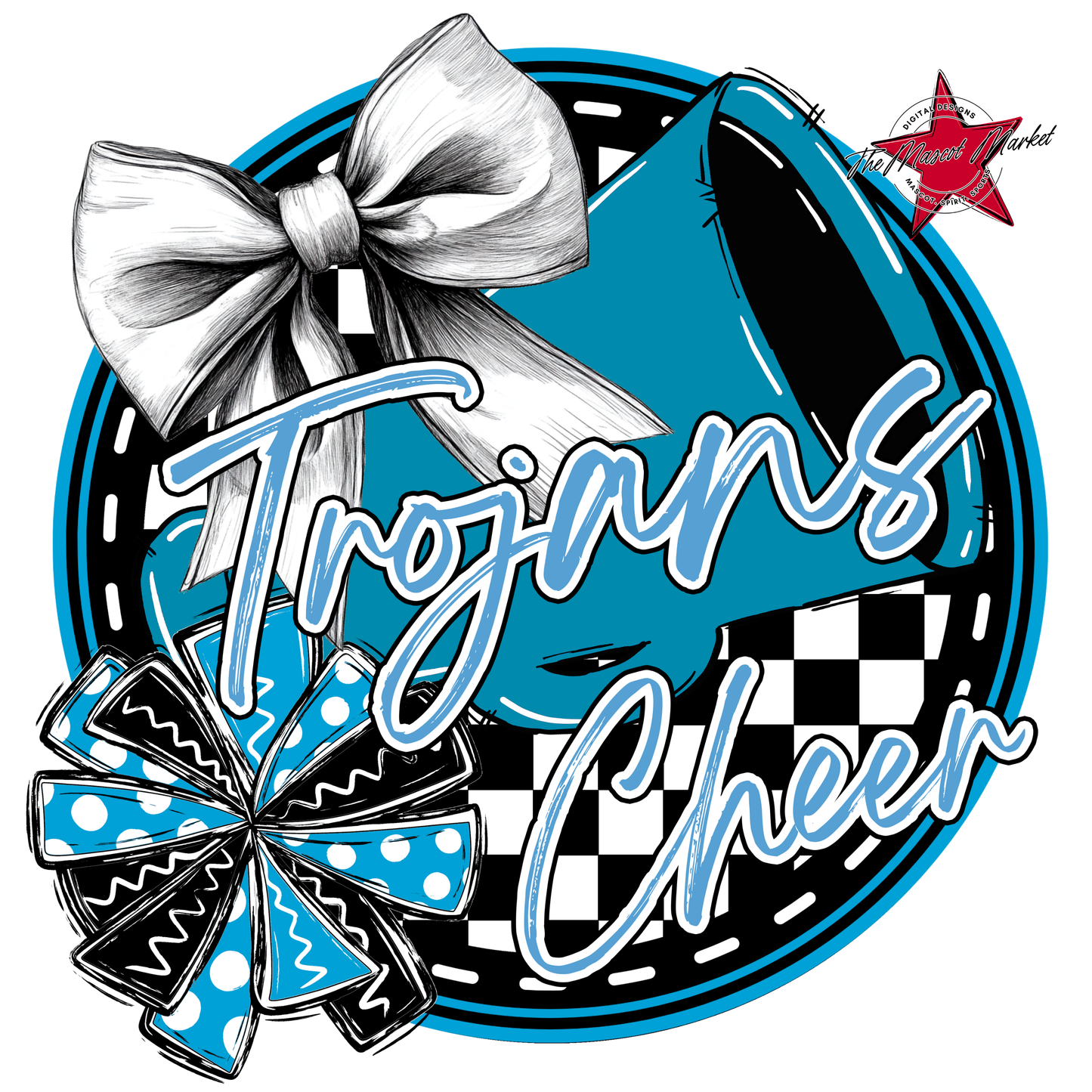 Trojans Circle Cheer Design-Carolina Blue