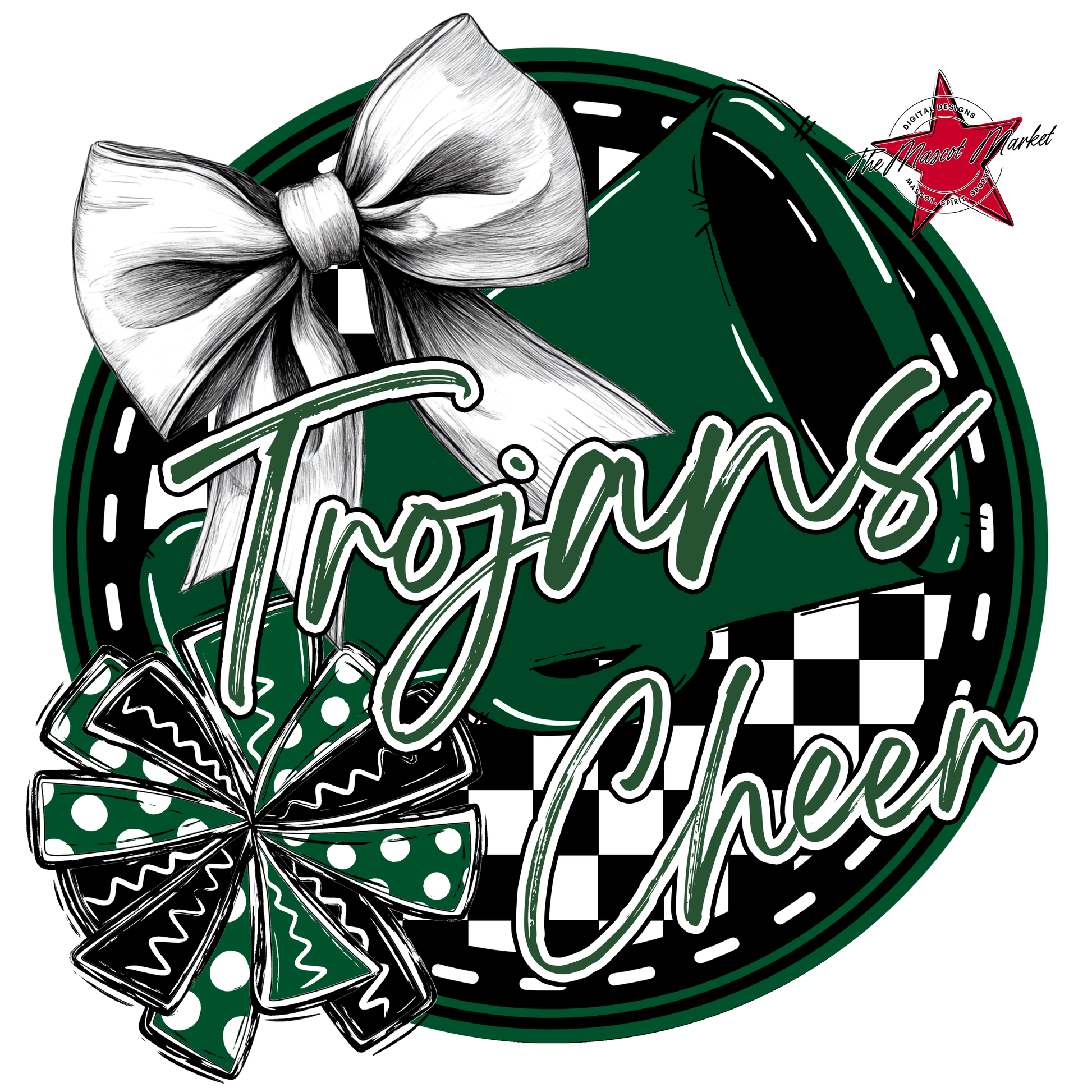 Trojans Circle Cheer Design-Green