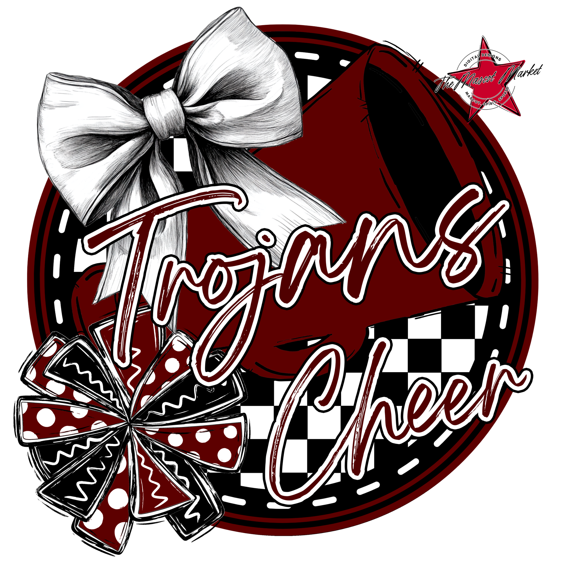 Trojans Circle Cheer Design-Maroon