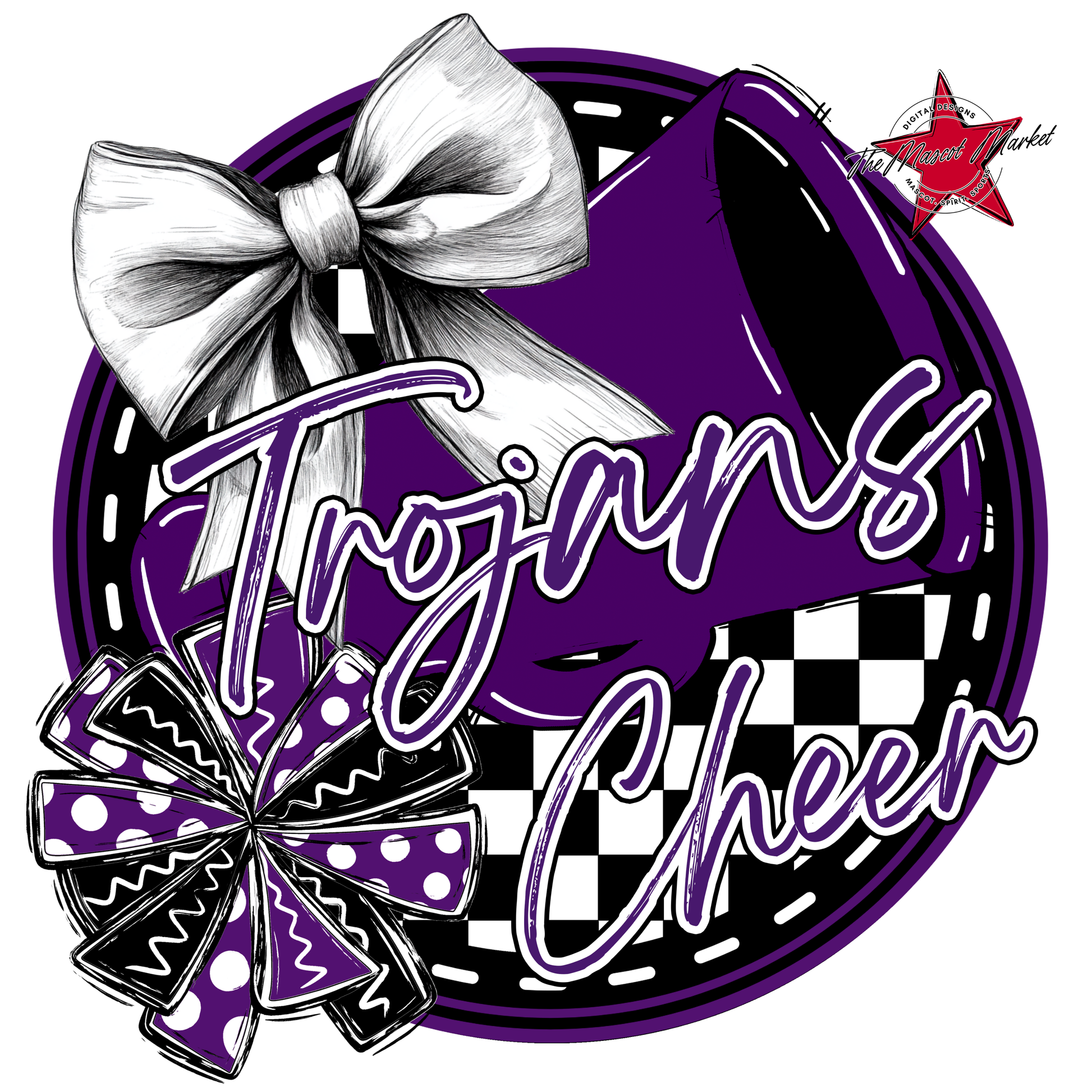 Trojans Circle Cheer Design-Purple