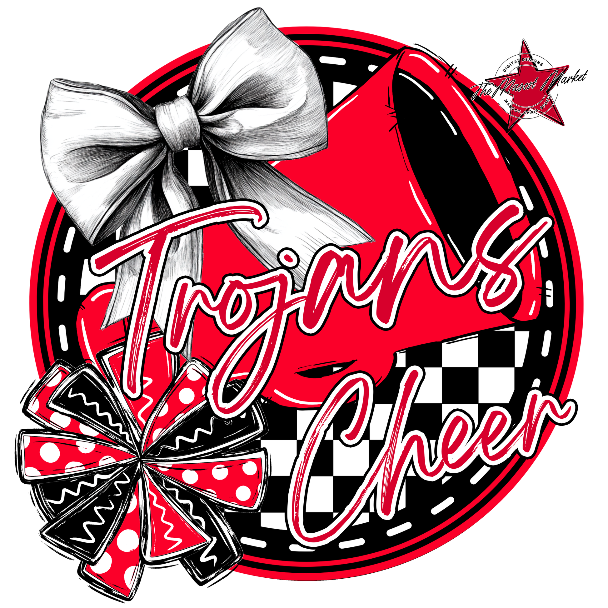 Trojans Circle Cheer Design-Red