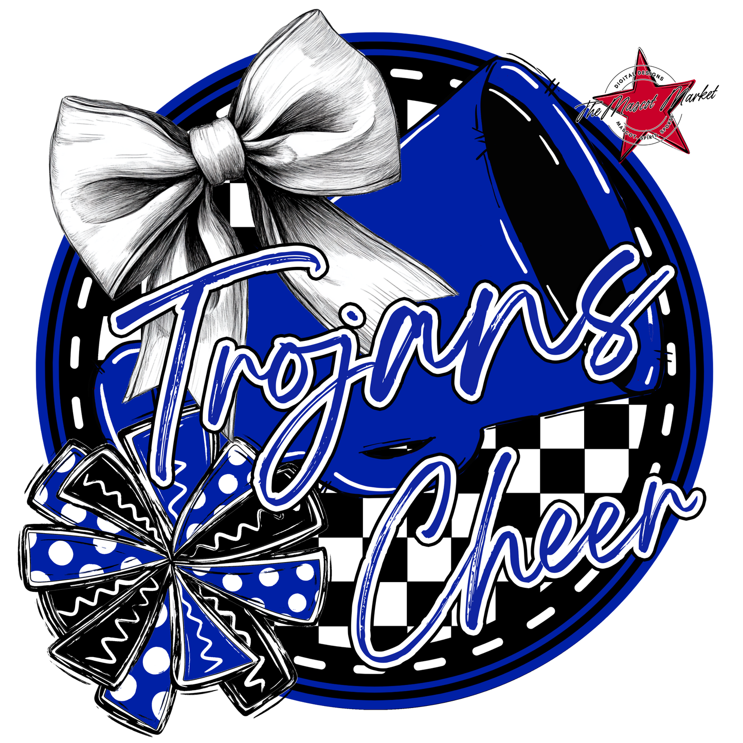 Trojans Circle Cheer Design-Royal Blue