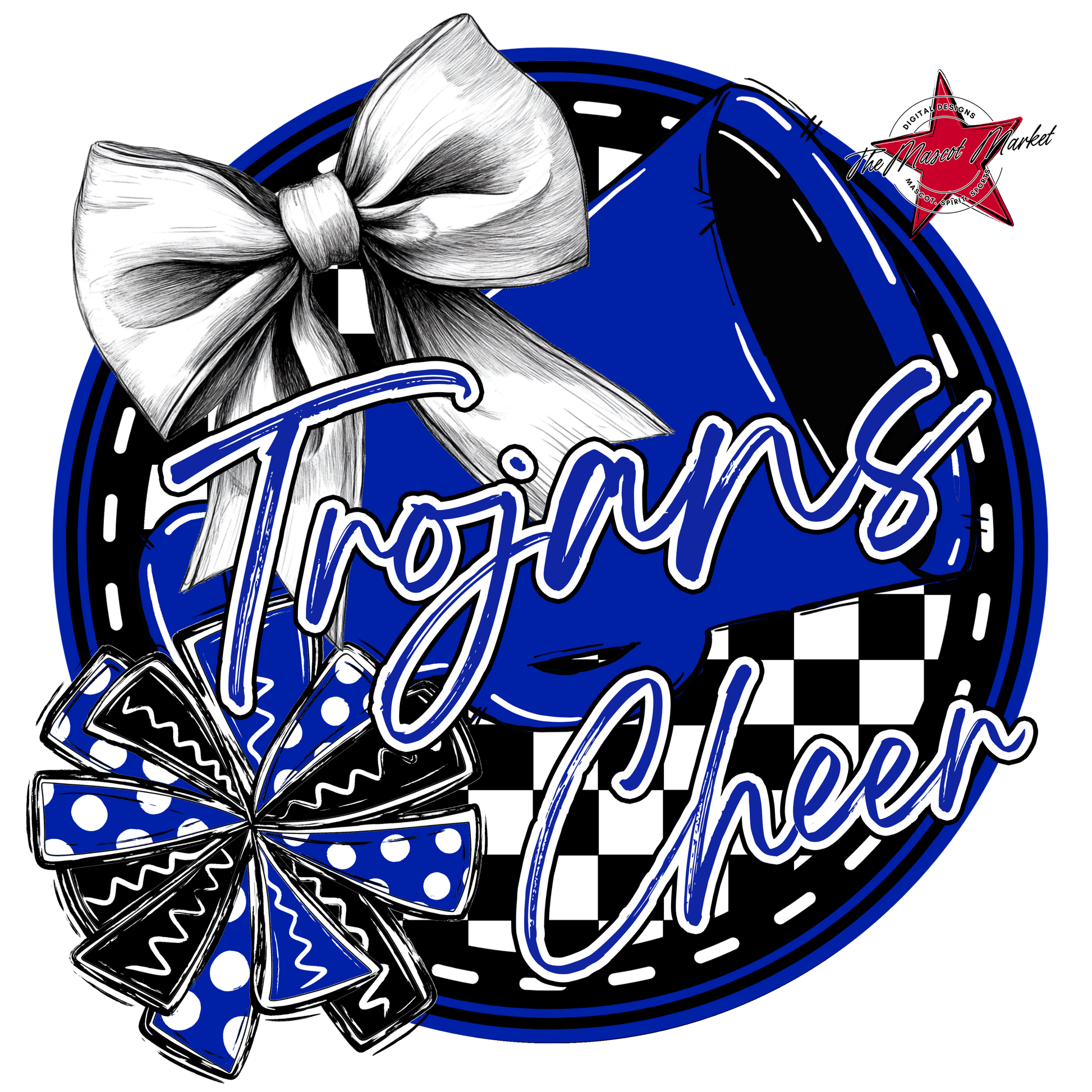 Trojans Circle Cheer Design-Royal Blue