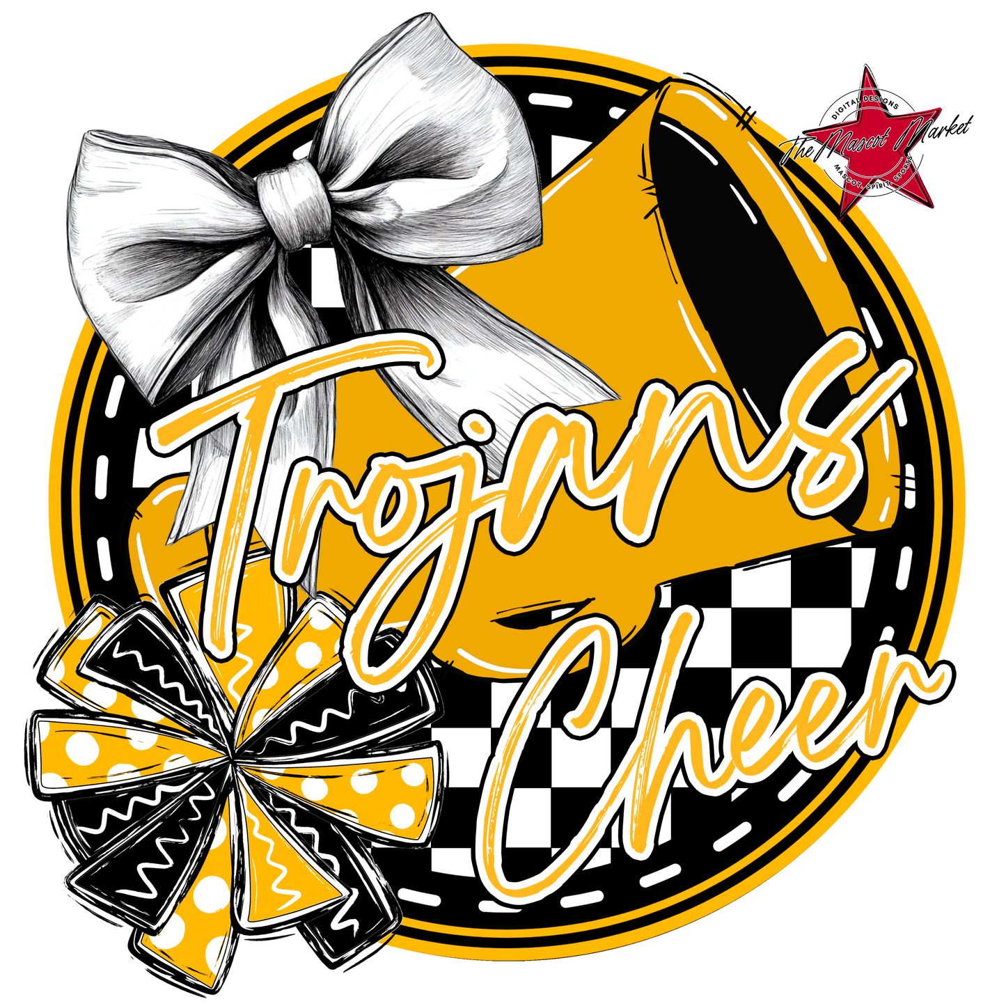 Trojans Circle Cheer Design-Yellow