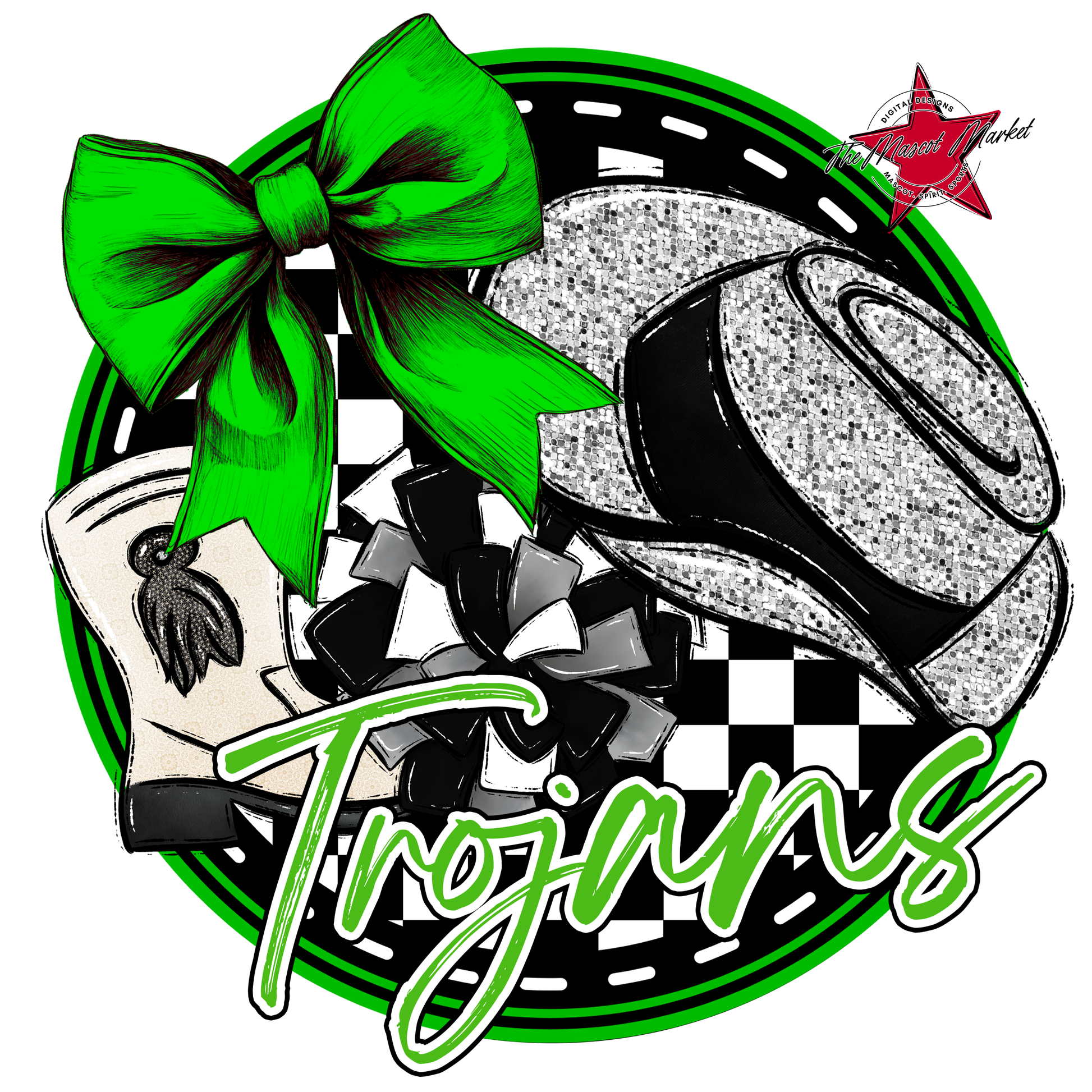 Trojans Circle Drillteam Design-Bright Green