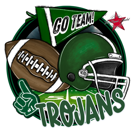 Trojans Circle Football Design-Green