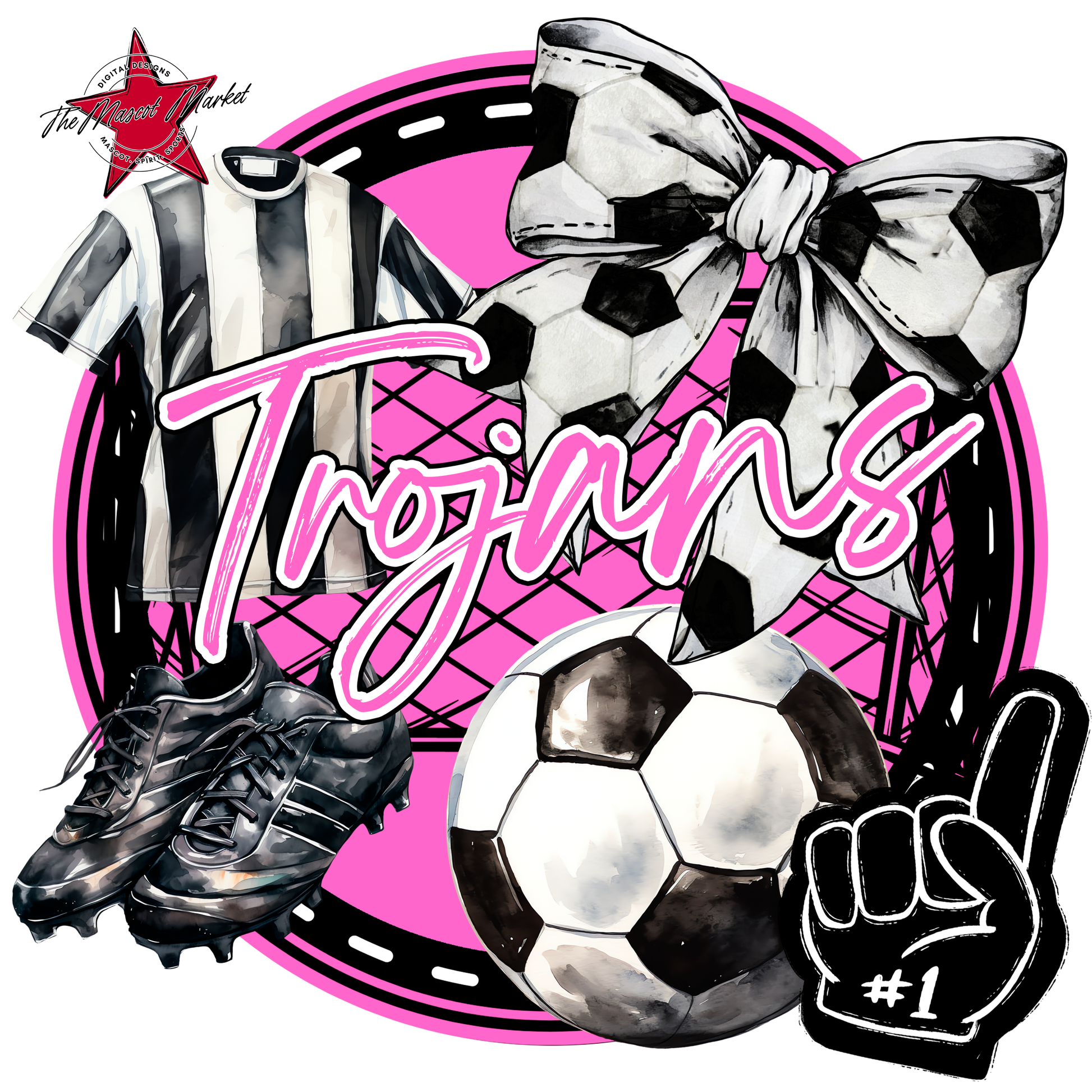 Trojans Circle Soccer Design-Baby Pink