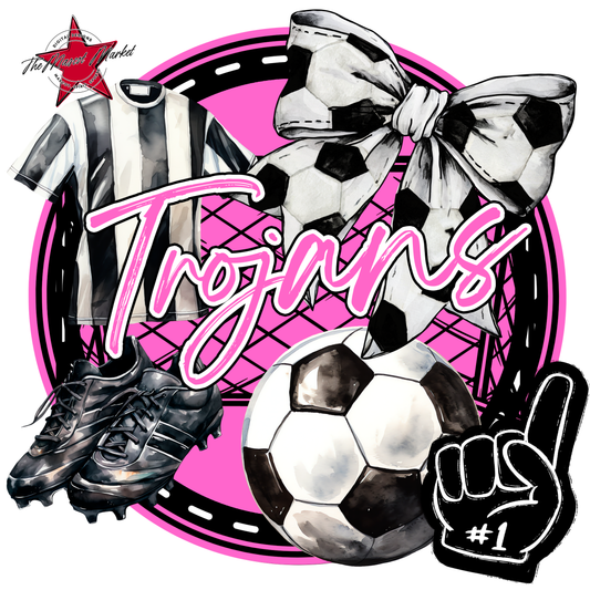 Trojans Circle Soccer Design-Baby Pink