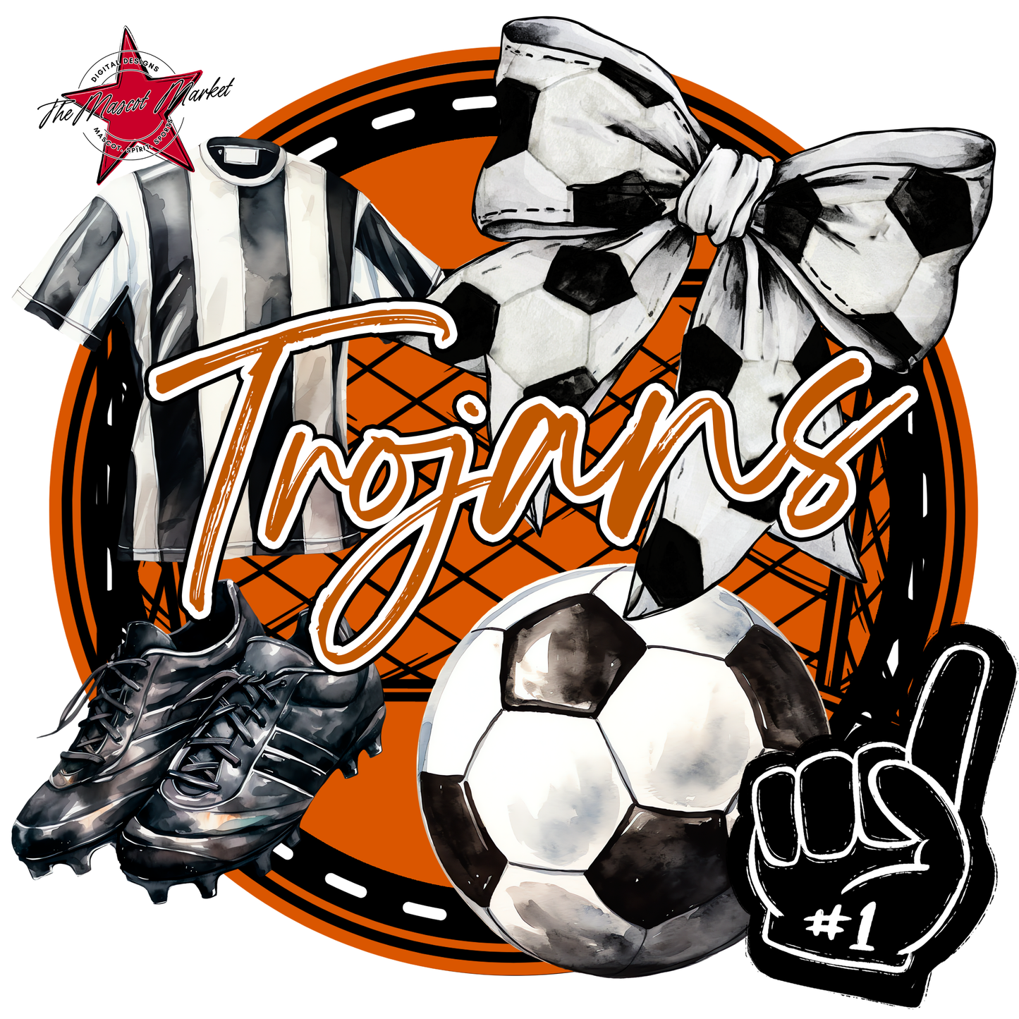 Trojans Circle Soccer Design-Burnt Orange