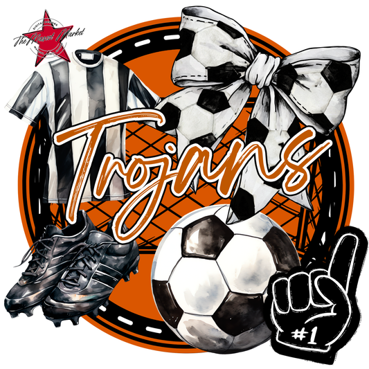 Trojans Circle Soccer Design-Burnt Orange