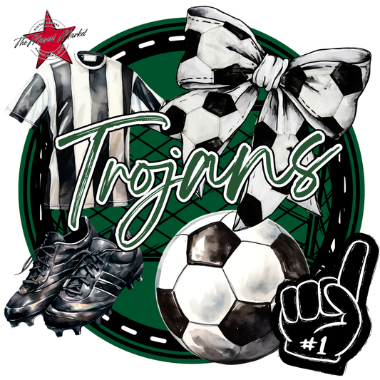 Trojans Circle Soccer Design-Green