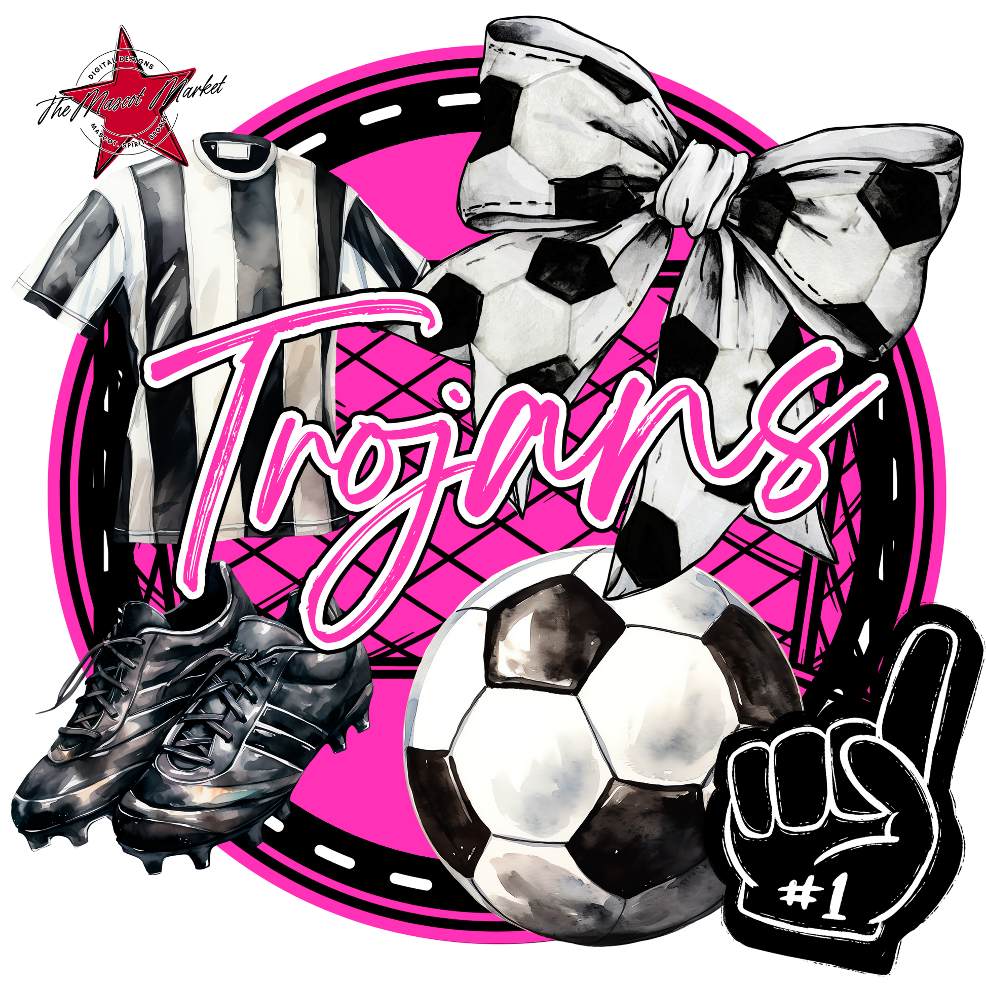 Trojans Circle Soccer Design-Pink