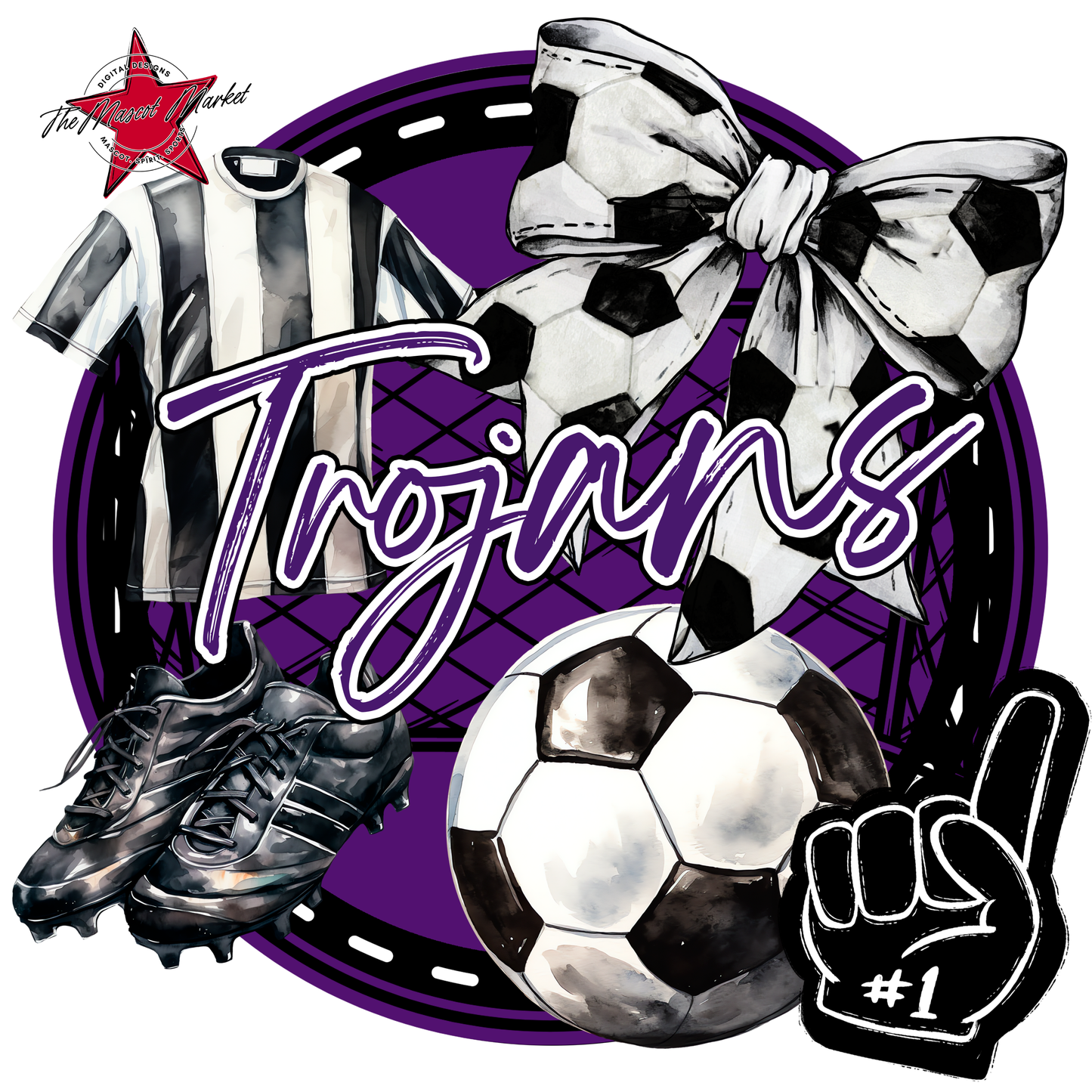 Trojans Circle Soccer Design-Purple