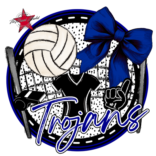 Trojans Circle Volleyball Design-Blue
