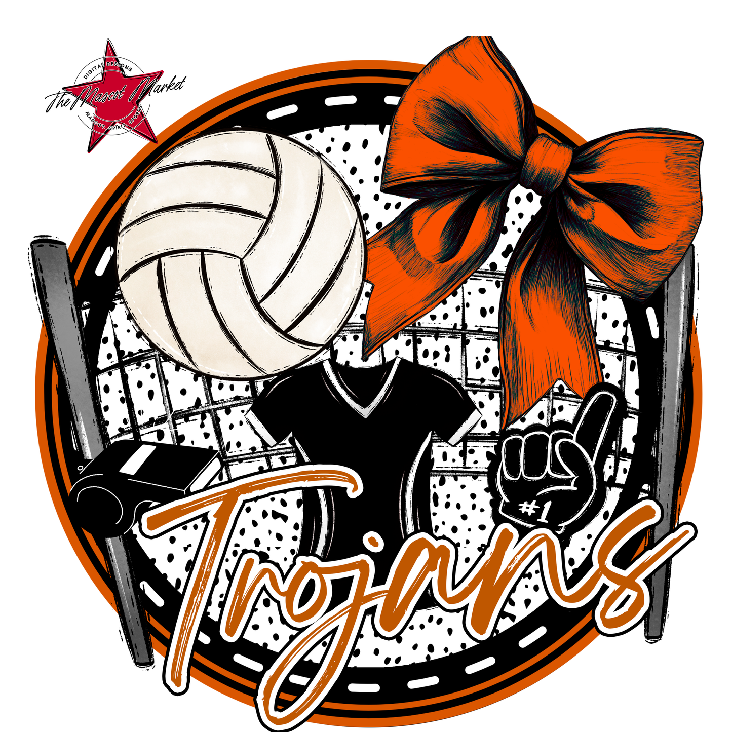 Trojans Circle Volleyball Design-Burnt Orange