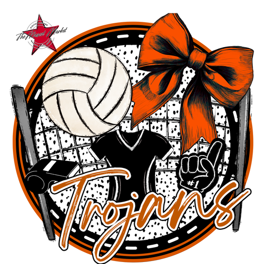 Trojans Circle Volleyball Design-Burnt Orange