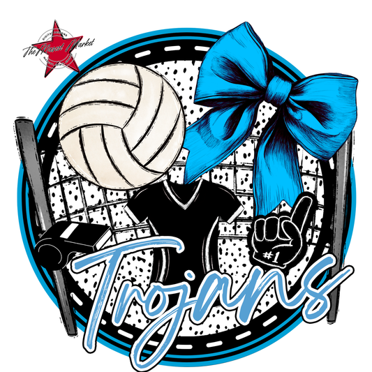 Trojans Circle Volleyball Design-Carolina Blue
