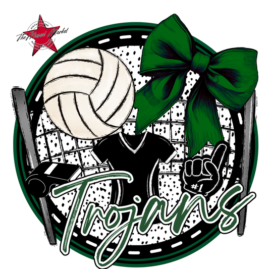 Trojans Circle Volleyball Design-Green