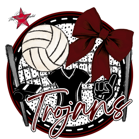 Trojans Circle Volleyball Design-Maroon