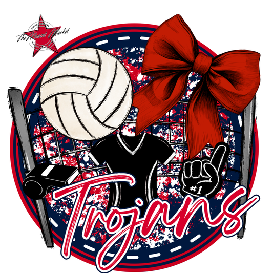 Trojans Circle Volleyball Design-Navy-Red