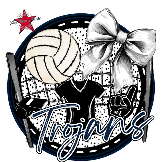 Trojans Circle Volleyball Design-Navy