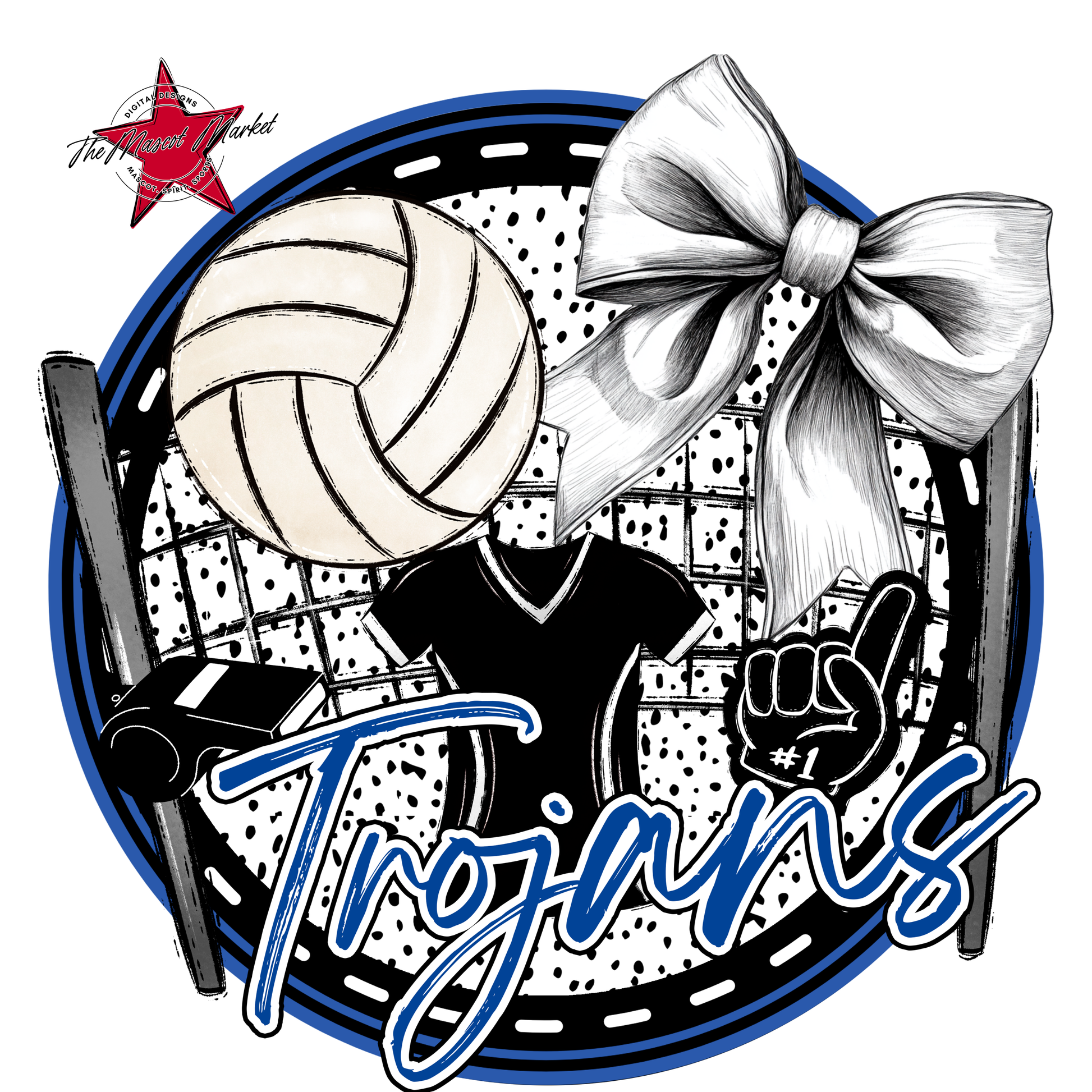 Trojans Circle Volleyball Design-Off Blue