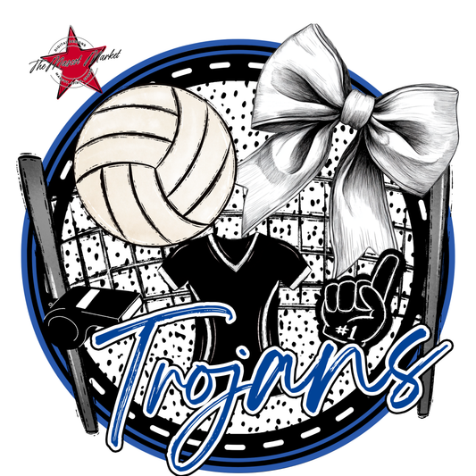 Trojans Circle Volleyball Design-Off Blue
