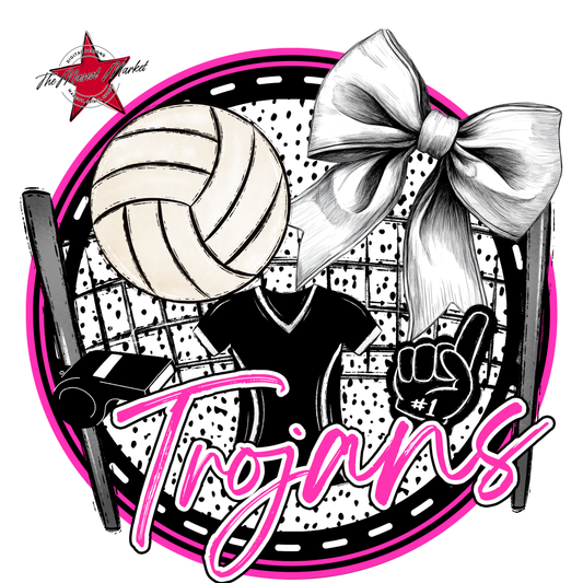 Trojans Circle Volleyball Design-Pink