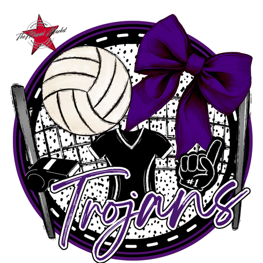Trojans Circle Volleyball Design-Purple