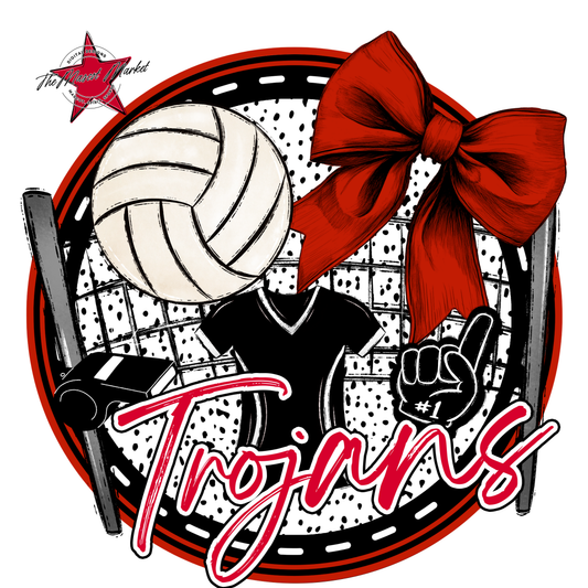 Trojans Circle Volleyball Design-Red