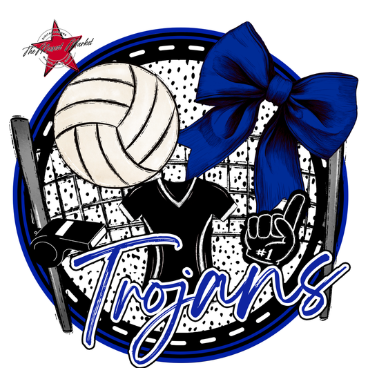 Trojans Circle Volleyball Design-Royal Blue