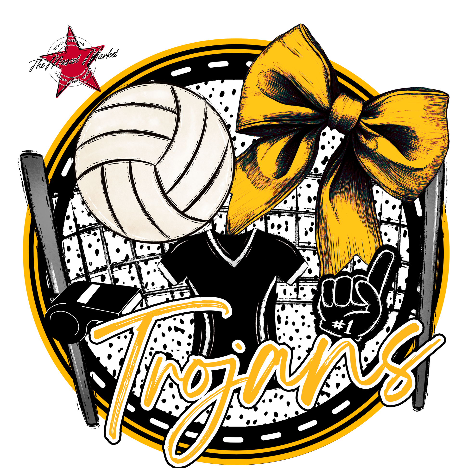Trojans Circle Volleyball Design-Yellow
