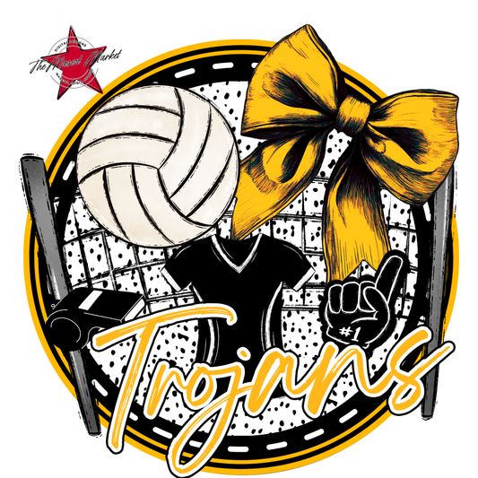 Trojans Circle Volleyball Design-Yellow