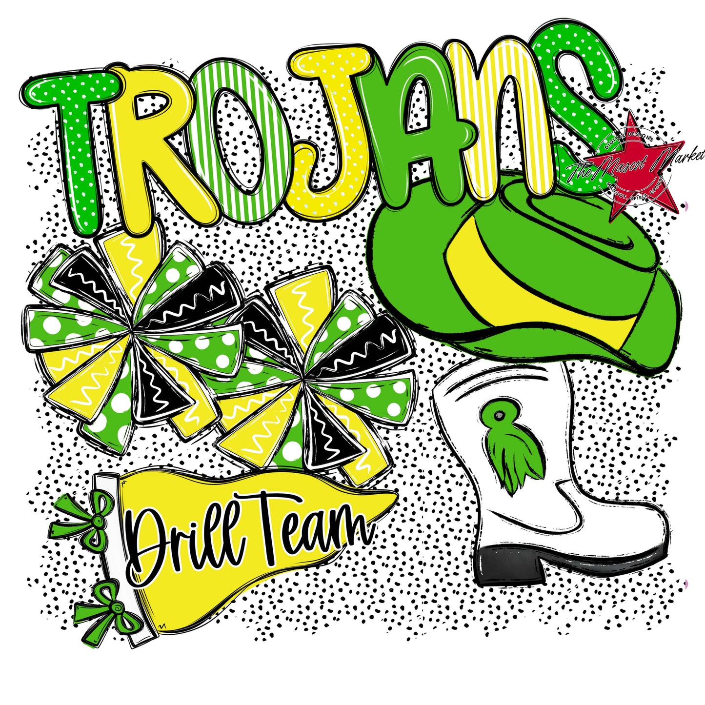 Trojans Drillteam Spirit-Bright Green & Bright Yellow