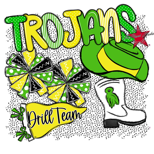 Trojans Drillteam Spirit-Bright Green & Bright Yellow