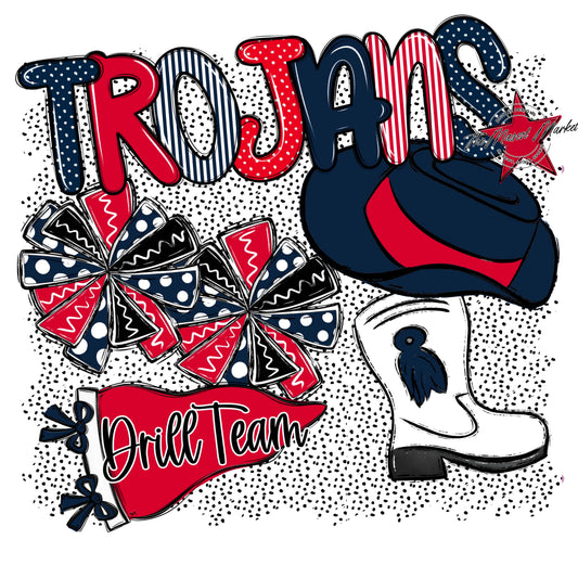 Trojans Drillteam Spirit-Navy & Red