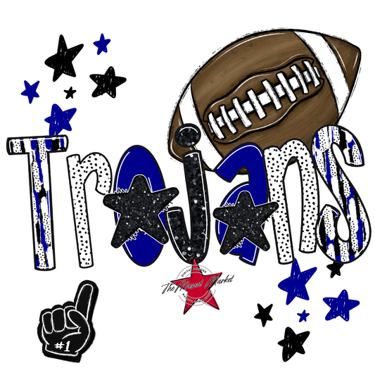 Trojans Football Scrape-Blue