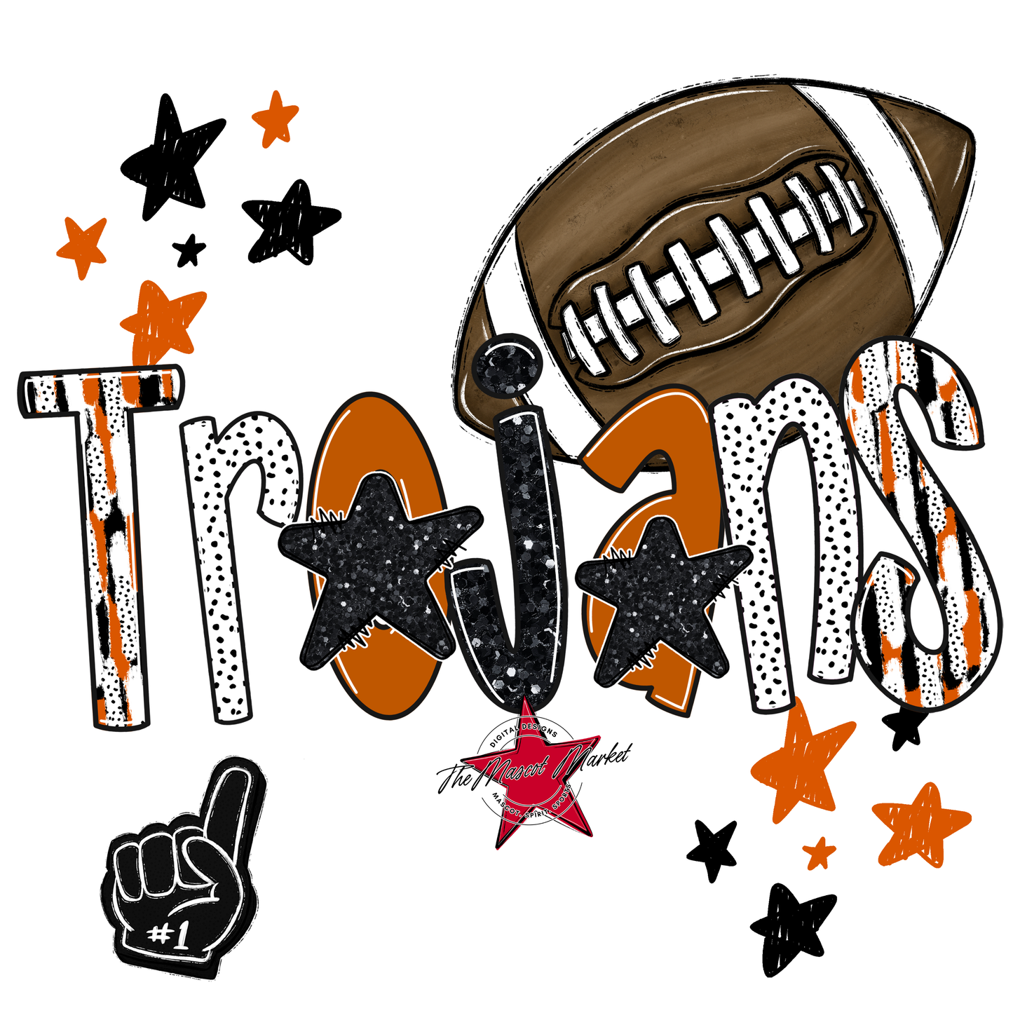 Trojans Football Scrape-Burnt Orange