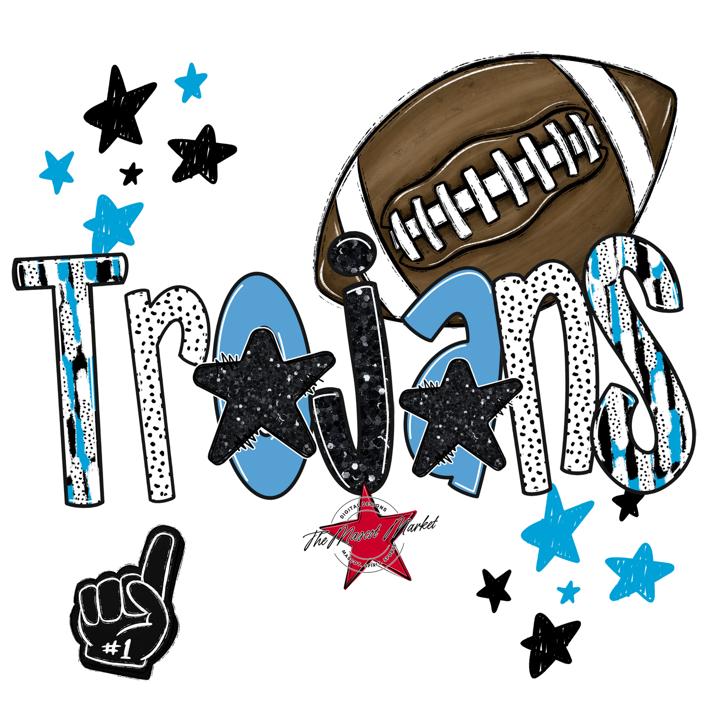 Trojans Football Scrape-Carolina Blue