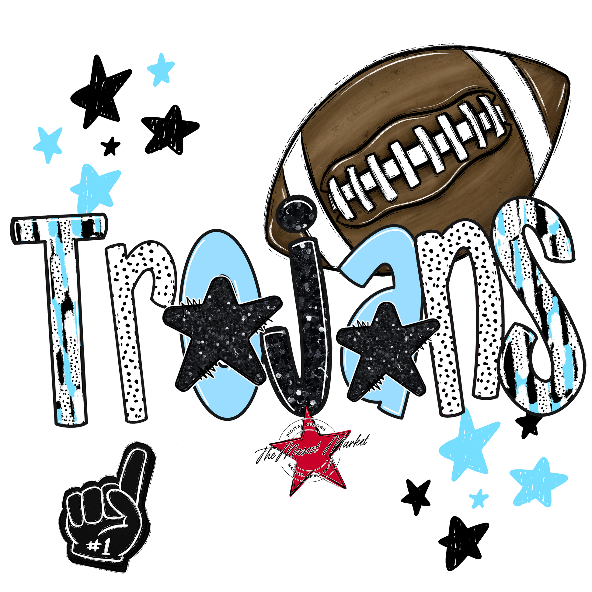 Trojans Football Scrape-Columbia Blue