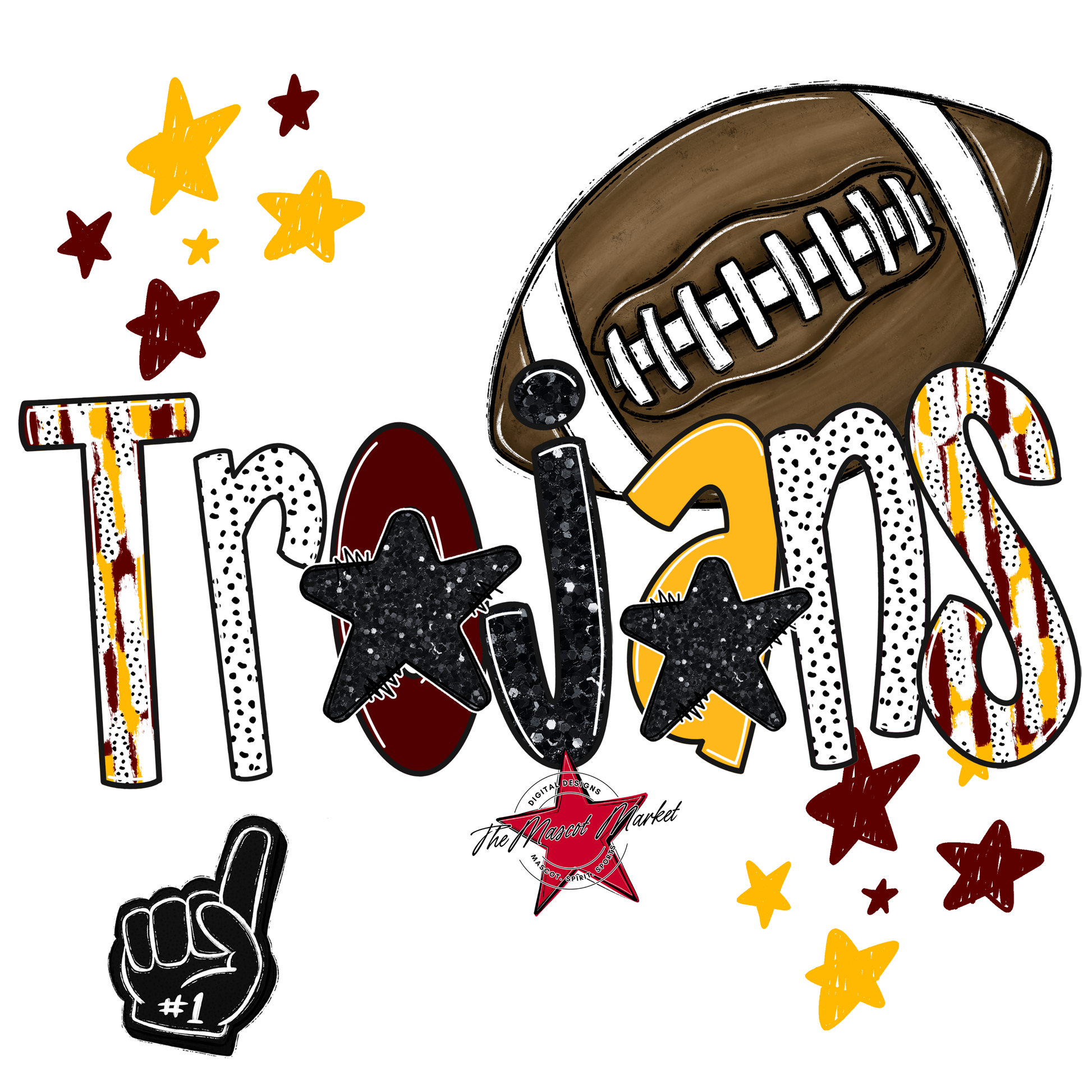 Trojans Football Scrape-Maroon-Yellow