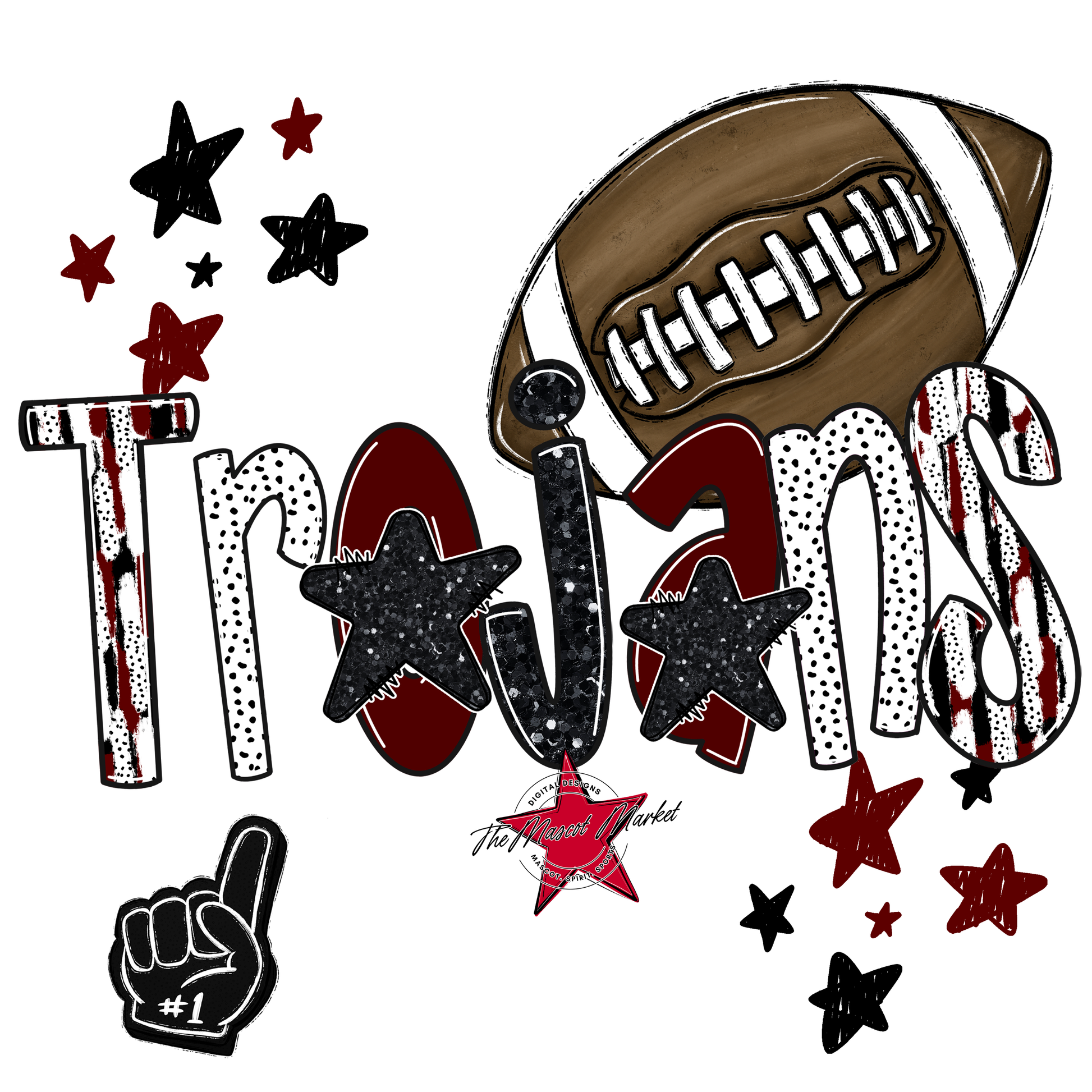 Trojans Football Scrape-Maroon