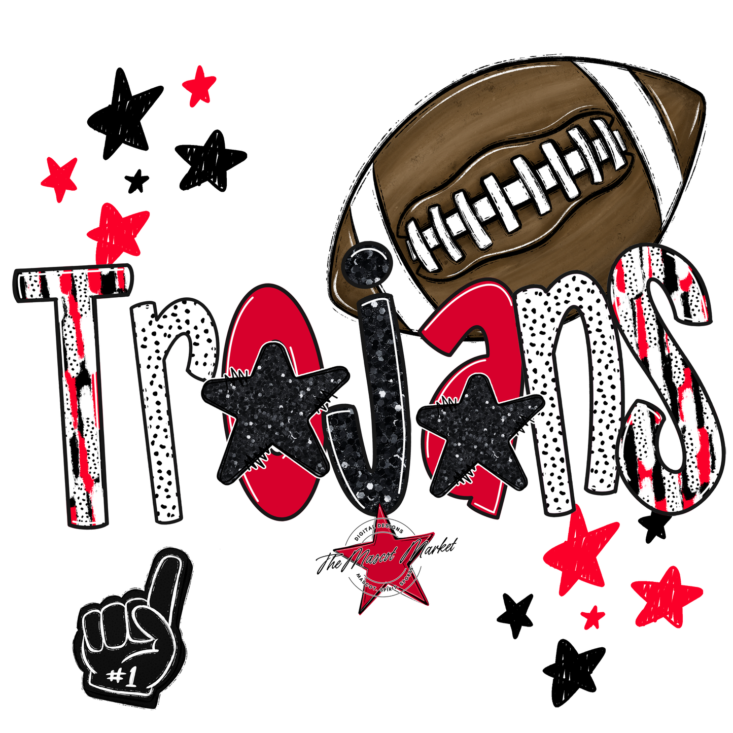 Trojans Football Scrape-Red