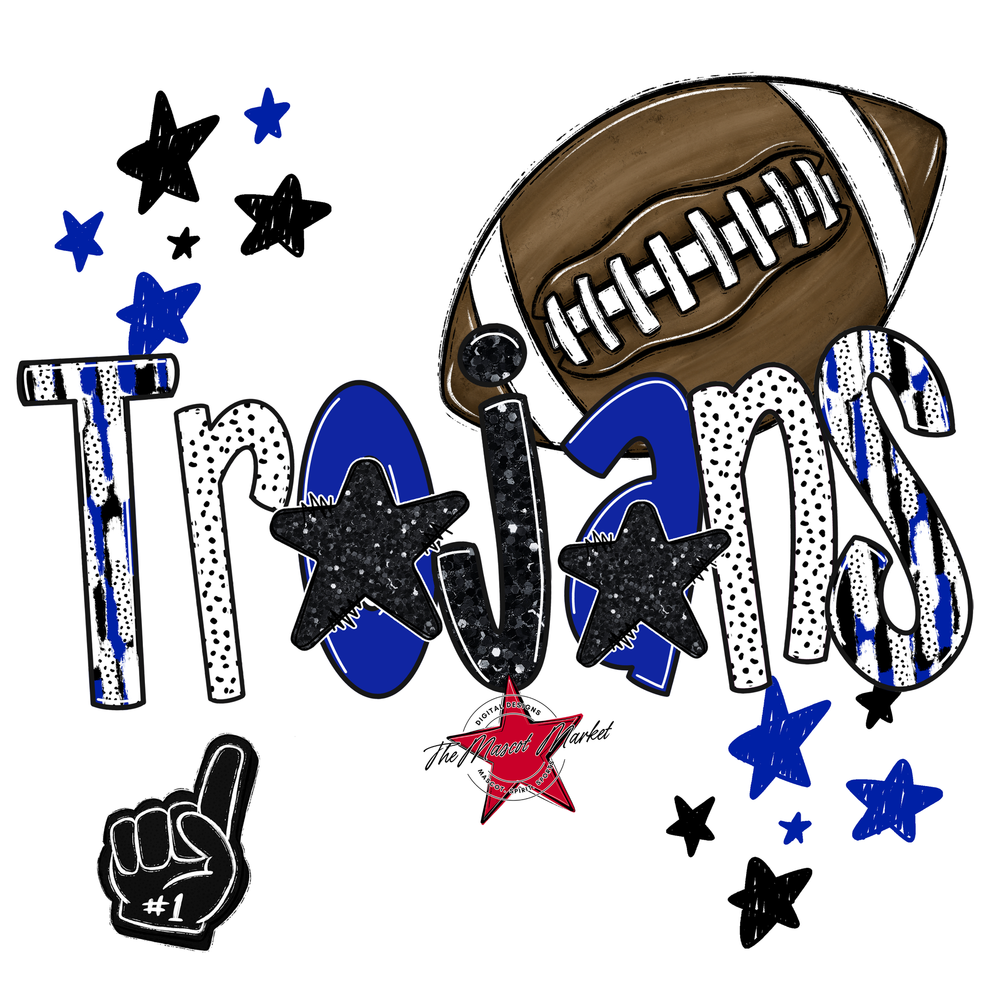 Trojans Football Scrape-Royal Blue