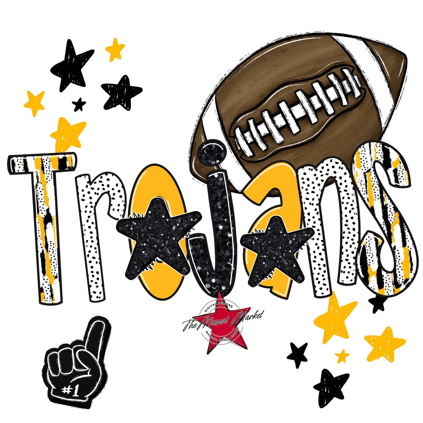 Trojans Football Scrape-Yellow