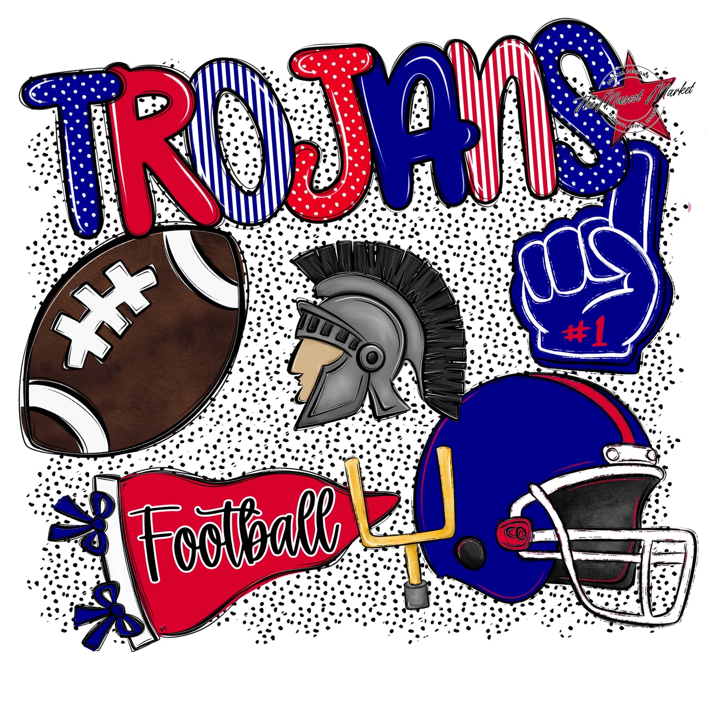 Trojans Football Spirit-Blue & Red