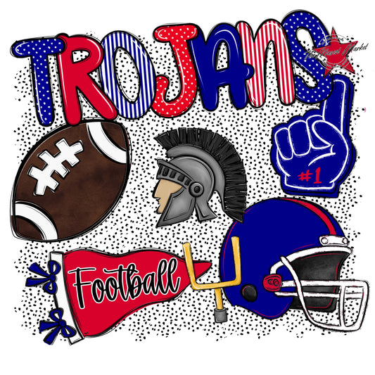 Trojans Football Spirit-Blue & Red