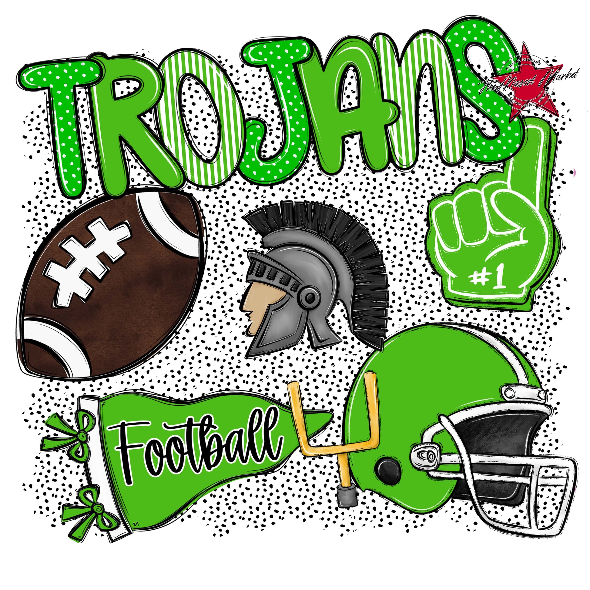 Trojans Football Spirit-Bright Green