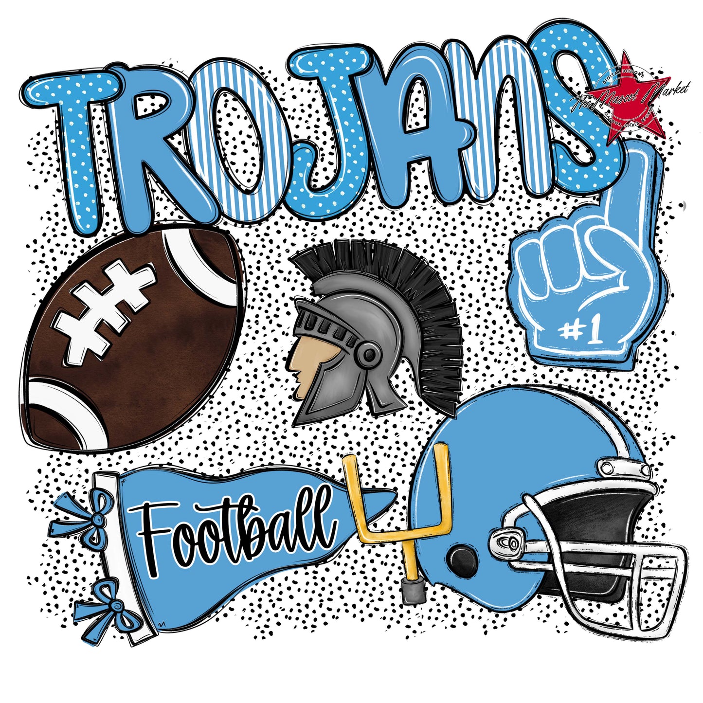 Trojans Football Spirit-Carolina Blue