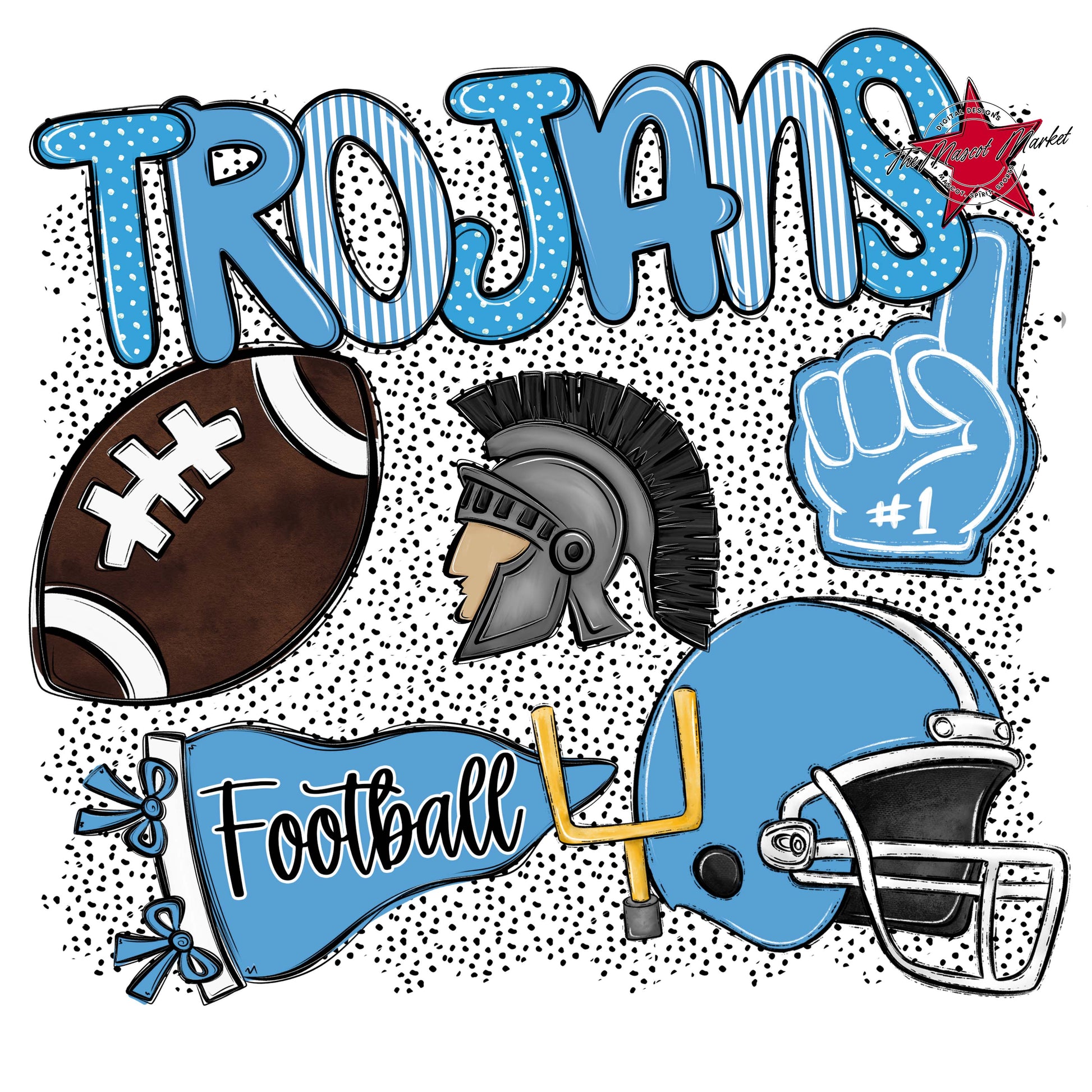 Trojans Football Spirit-Carolina Blue